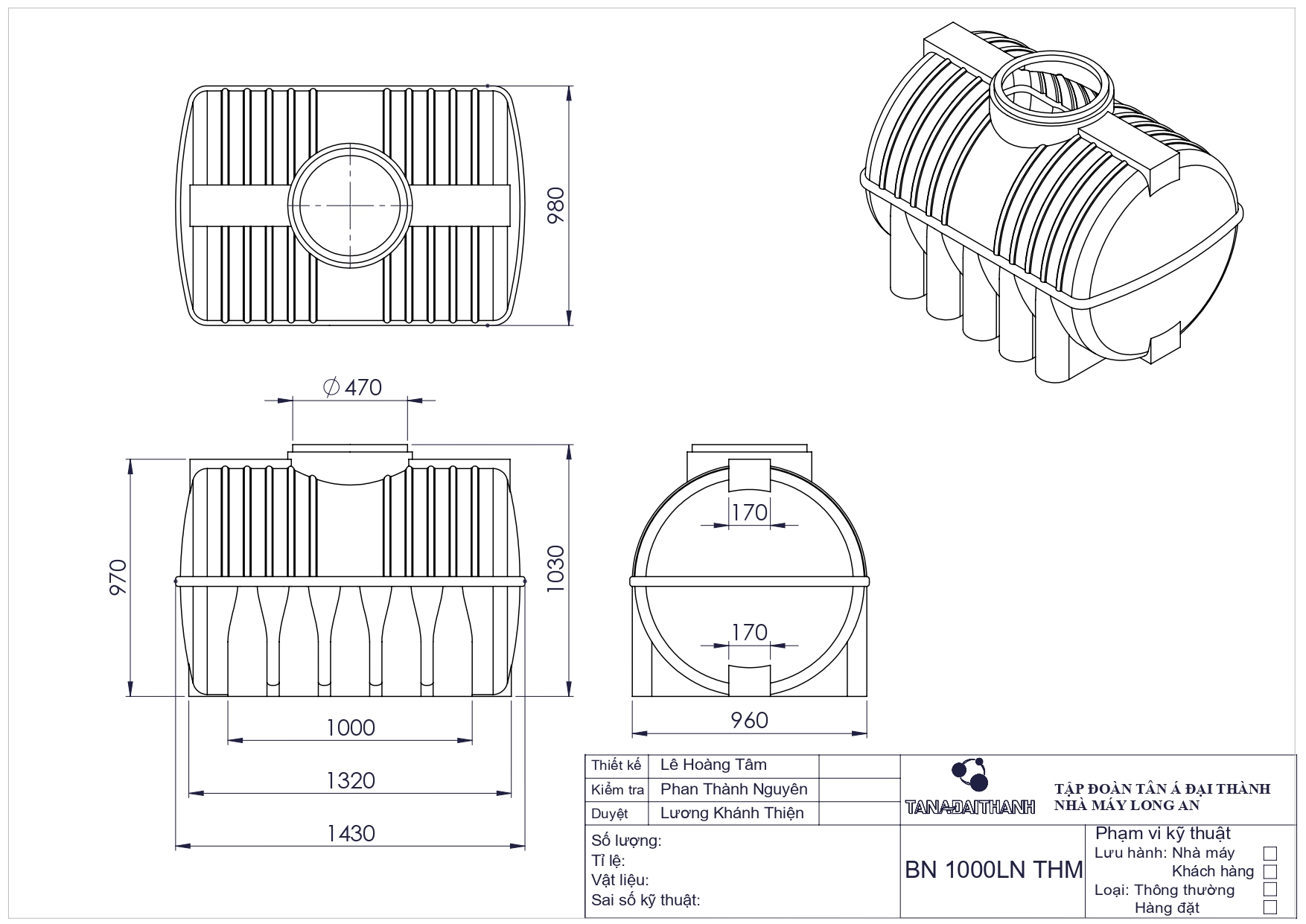 bon nuoc nhua dai thanh 1000l ngang